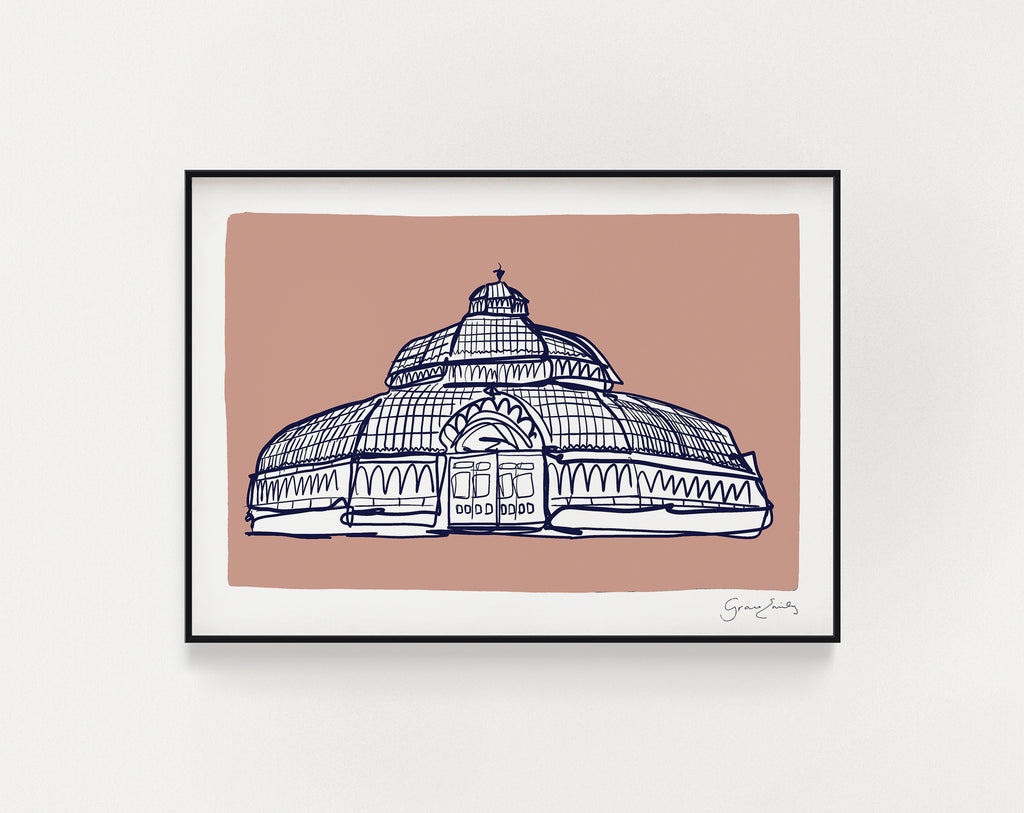 Pink Palm House print