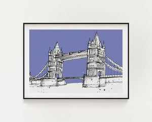 Tower Bridge London purple print